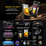 India Gadgets - Ulefone Armor 30 Pro 5G Rugged Android Mobile Phone: 16Gb + 512Gb: 50MP + 64MP Night Vision Camera: 6.95" FHD+ + 3.4" Rear Display: 12800mAh Battery with 66W Fast Charging + OTG Reverse Charging: Waterproof IP68 Smartphone