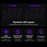 8BitDo Arcade Stick V3 wireless fight stick (Purple) – dynamic LED layout for PC and Switch
