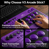 8BitDo Arcade Stick V3 wireless fight stick (Purple) – triple connection and premium build