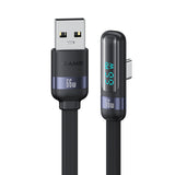 India Gadgets - 6A 1.2m Standard USB-A to USB Type-C Charging Cable with Digital Display: 480Mbps Data Transfer: Aluminum Alloy + Braided Cord + Elbow Connector