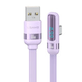 India Gadgets - 6A 1.2m Standard USB-A to USB Type-C Charging Cable with Digital Display: 480Mbps Data Transfer: Aluminum Alloy + Braided Cord + Elbow Connector