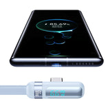 India Gadgets - 6A 1.2m Standard USB-A to USB Type-C Charging Cable with Digital Display: 480Mbps Data Transfer: Aluminum Alloy + Braided Cord + Elbow Connector