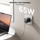 India Gadgets - JOYROOM PD/QC 65W GaN Fast Charger | 2 Port Compact Wall Charger | Built-in Telescopic Retractable Cable with Magnetic Connector