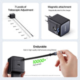 India Gadgets - Duzzona PD/QC 65W GaN Mini 2 Port Type-C/USB-C Fast Charger with Built-in Telescopic Retractable Cable with Magnetic Connector