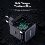India Gadgets - Duzzona PD/QC 65W GaN Mini 2 Port Type-C/USB-C Fast Charger with Built-in Telescopic Retractable Cable with Magnetic Connector
