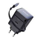 India Gadgets - Duzzona PD/QC 65W GaN Mini 2 Port Type-C/USB-C Fast Charger with Built-in Telescopic Retractable Cable with Magnetic Connector