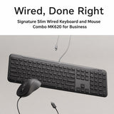 India Gadgets - Logitech Signature Slim Wired Keyboard and Wired Mouse Combo MK620 for Business - Wired Optical Mouse + Standard Size Keyboard, USB-C Ready to Use