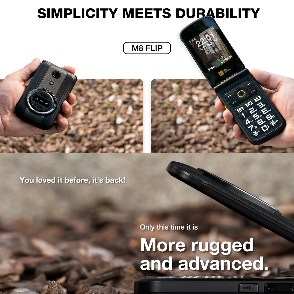 India Gadgets - AGM M8 Basic Simple Dual Sim Flip Phone: 2.8 Inch QVGA ...