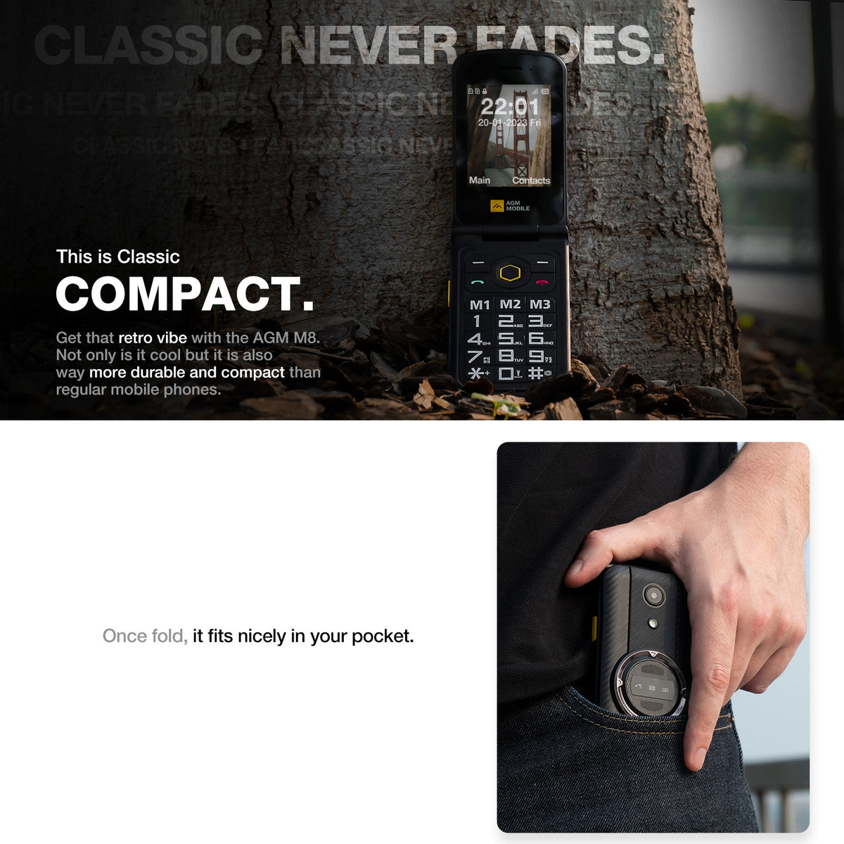 India Gadgets - AGM M8 Basic Simple Dual Sim Flip Phone: 2.8 Inch QVGA ...