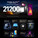 India Gadgets - Ulefone Armor 29 Pro Thermal Version 5G Rugged Android Mobile Phone: 16Gb + 512Gb: 50MP + 64MP Night Vision Camera: 6.67" FHD+ + 1.04" Rear Display: 21200mAh Battery with 120W Fast Charging + OTG Reverse Charging: 1000 Lumens Camping Light