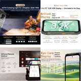 India Gadgets - Blackview XPLORE 2 Projector 5G Rugged Phone: 12Gb + 256Gb: 6.73" FHD+ Display: 100 Lumens DLP Projector: 50MP + 20MP Night Vison Camera: Large 20000mAh Battery: 400+ Lumens Camping Light: IR Blaster Remote Control