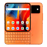 Unihertz Titan 2 Elite 5G QWERTY keyboard phone in orange - front and back view