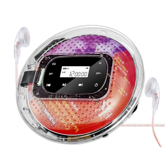 India Gadgets - Portable CD Player / Discman: Transparent Body: 1000mAh Rechargeable Battery: Supports MP3 CD, WMA CD, CD-R, CD-RW Format