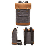 India Gadgets - Waterproof Leather Waxed Canvas Backpack Laptop Bag: Multifunctional Business Travel Leisure: Multiple Compartment