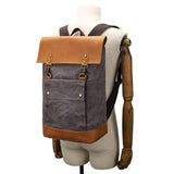 India Gadgets - Waterproof Leather Waxed Canvas Backpack Laptop Bag: Multifunctional Business Travel Leisure: Multiple Compartment