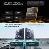 Ulefone Armor Pad 5 Ultra Rugged 5G Mobile Phone Tablet: 200 Lumens Projector: 11" FHD+: 12Gb + 512Gb: 64MP Camera + 64MP Nightvision Camera: Large 24200mAh Battery with 120W Super Fast Charging: Camping Light + Warning Light: IR Blaster Remote Control