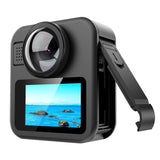 GoPro MAX2 Plastic Battery Side Interface Cover - fitted on the camera, cover open