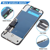 iPhone 11 HD Incell LCD Screen - close-up of bracket, flex cable and middle frame