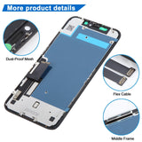 iPhone 11 JK Incell LCD Screen (Black) - close-up of dust-proof mesh, flex cable and middle frame