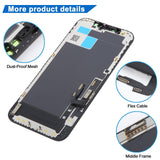 iPhone 12 / 12 Pro JK Incell LCD Screen - close-up of dust-proof mesh, flex cable and middle frame