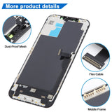 iPhone 12 Pro Max JK Incell LCD Screen - close-up of dust-proof mesh, flex cable and middle frame