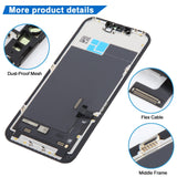 iPhone 13 JK Incell LCD Screen - close-up of dust-proof mesh, flex cable and middle frame