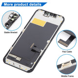 iPhone 13 mini HD Incell LCD Screen - close-up of bracket, flex cable and middle frame