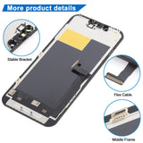 iPhone 13 Pro HD Incell LCD Screen - close-up of bracket, flex cable and middle frame