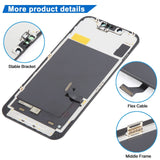 iPhone 14 HD Incell LCD Screen - close-up of bracket, flex cable and middle frame