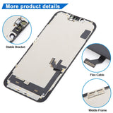 iPhone 14 Plus HD Incell LCD Screen - close-up of bracket, flex cable and middle frame