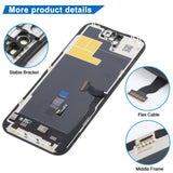iPhone 14 Pro JK Incell LCD Screen - close-up of dust-proof mesh, flex cable and middle frame