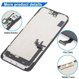 iPhone 15 Plus HD Incell LCD Screen - close-up of bracket, flex cable and middle frame