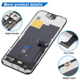 iPhone 15 Pro JK Incell LCD Screen - close-up of dust-proof mesh, flex cable and middle frame