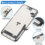 iPhone 16 HD+ Incell LCD Screen - close-up of bracket, flex cable and middle frame