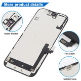 iPhone 16 JK Incell LCD Screen - close-up of dust-proof mesh, flex cable and middle frame