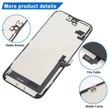 iPhone 16 Plus HD+ Incell LCD Screen - close-up of bracket, flex cable and middle frame