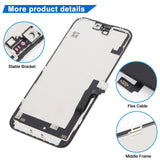 iPhone 16 Plus JK Incell LCD Screen - close-up of dust-proof mesh, flex cable and middle frame