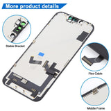 iPhone 16e JK Incell LCD Screen - close-up of dust-proof mesh, flex cable and middle frame