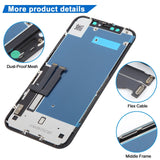 iPhone XR JK Incell LCD Screen (Black) - close-up of dust-proof mesh, flex cable and middle frame
