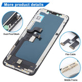 iPhone XS JK Incell LCD Screen (Black) - close-up of dust-proof mesh, flex cable and middle frame