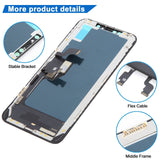 iPhone XS Max HD Incell LCD Screen - close-up of bracket, flex cable and middle frame