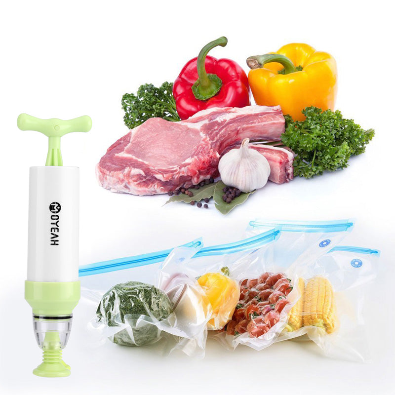 MOYEAH Vacuum Sealer + Food Bags - Double Zip Lock, 10 Food Bags, Reusable  9 Times 