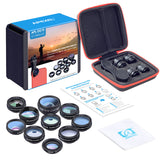 Apexel 10-In-1 Clip On Mobile Phone Camera Lens Kit Macro Zoom Wide CPL Filters - India Gadgetz