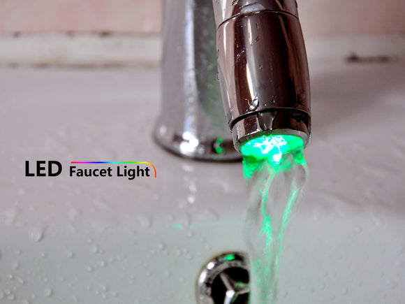 Temperature Controlled 3 Color LED HOT - WARM - COLD Bathroom Tap Faucet Light - India Gadgetz