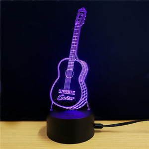 3D Led Light - Night Lamp - Guitar - 7 Colors, 2 Light Modes - India Gadgetz