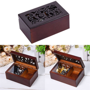 Wood Retro Wind Up Music Box + Jewellery Box: Birthday Valentine Love Romantic Gift - India Gadgetz