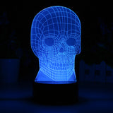 3D Led Light - Night Lamp - Skull - 7 Colors, 2 Light Modes - India Gadgetz