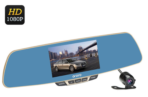 Ordro T2 Car HD DVR: Rearview Mirror: Parking/Reverse Camera: 5 Inch LCD Screen - India Gadgetz