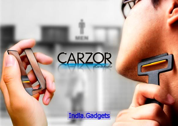 Carzor: Credit Card Razor & Mirror Fits In Wallet: Travel Pocket Shaving Kit - India Gadgetz