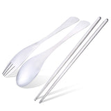 Tableware Stainless Steel Chopsticks / Spoon / Fork with Storage Bag: Backpacking Camping Travel - India Gadgetz